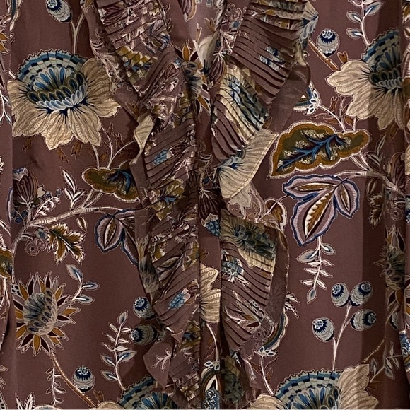 Chicos Shirt Womens Size 1 (S) Ruffle Front Button Up Blouse Rose Floral Top - Picture 4 of 11